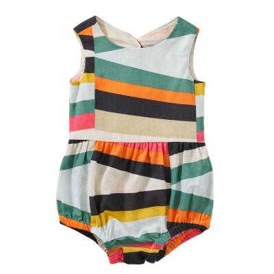 China New Breathable Stripe Sling Kids Jumpsuit Girls Riding Suit Baby Rompers for sale