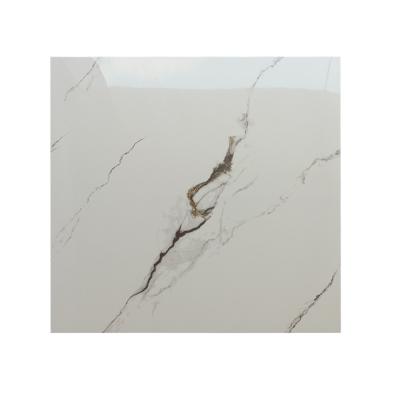 China Glazed Metallic Tiles Foshan 600x600mm Polished Glazed White Glossy Floor Marble Look Porcelain Tile for sale