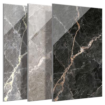 China Rustic Tiles Indoor Decorative Glazed Flooring 600x1200mm Porcelain Polished Tiles Gray Carrara Marble Tiles Black for sale