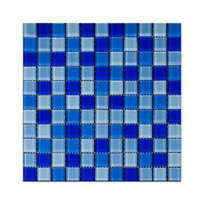 China Minimalist Blue Glass Mosaic Tile For Swimming Pool Crystal Porcelain Tile Spain for sale