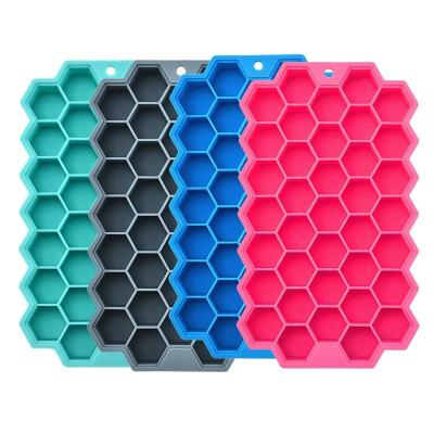 China Wholesale Viable Maker Silicone Honeycomb Ice Cube Tray Mold With Lid 37 Ice Box DIY Food Grade Silicone Ice Cube Mold for sale