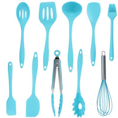 China Hot Selling Viable 10 Piece Silicone Stick Heat Resistant Kitchen Utensil Unset Cookware Cooking Tools for sale