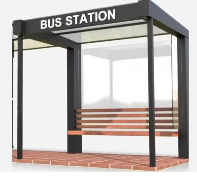 China Modern Aluminum Frame Waiting Bus Shelter Outdoor Bus Stop Shelter Vending Kiosk for sale