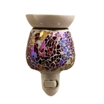 China New Chinese Design Mosaic Incense Electric Glass Oil Burner Plug In Wax Warmer For Scented Wax Melting for sale