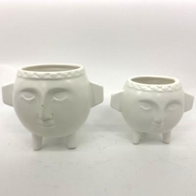 China Porcelain Ceramic Home Ceramic Small Human Shape Small Table Top Vase Body Planter Decor Succulent Planter for sale