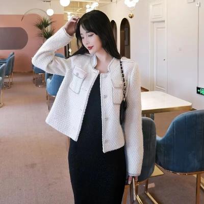 China 2022 Anti-wrinkle stain new products stylish fragrant cardigan knitted tweed temperament High-waist collar comic jacket small for sale