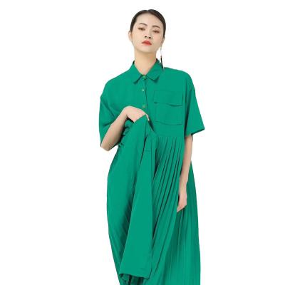 China New Design High Fashion Anti-Static Dresses With Pockets Green Long Maxi Casual Dress for sale