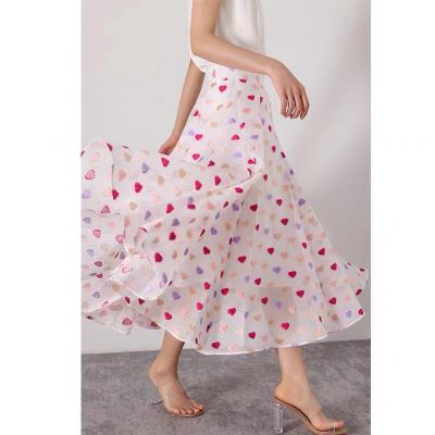 China 2022 Summer Retro High Waist Anti-static French Soft Love Embroidered Skirt Fluffy Skirt for sale