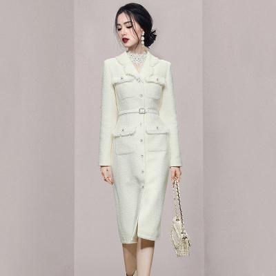 China 2022 Anti-wrinkle stain new products stylish high-level casual wear sense of elegance and simple fragrant small tweed coat white coat for sale