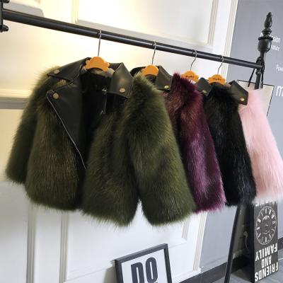 China European Style Anti-wrinkle Artificial Fur Girls Faux Fox Fur Coats Winter Fashion Children's Fur Coat for sale