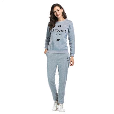 China 2018 autumn women's anti-shrink letter printed casual sweatshirt pants two-piece set wholesale for sale