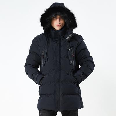 China Wholesale Winter Anti-Shrink Mens Fur Collar Cotton Coat Detachable Mid Length for sale