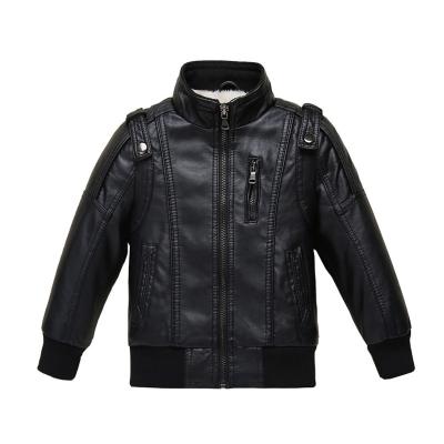 China Viable Winter Thick Warm Children's Comic Collar PU Leather Jacket for sale