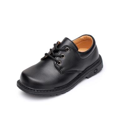 China Increase PU Artificial Black Matte Leather Shoes Children Lace Closed Way Leather Shoes For Boy for sale