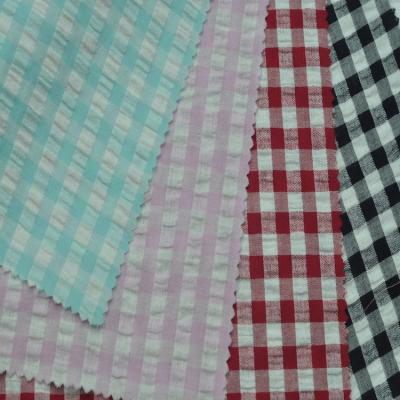 China Breathable cotton yarn-dyed seersuck check fabric for shirting TY-3114 for sale