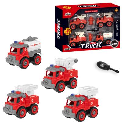 China Fire truck disassembly children toys boy DIY nut ​​set simulation slide excavator modelconstruction disassembly tru 11.5*6.5*9.5cm for sale