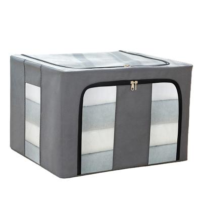 China Folding Steel View Cloth Finishing Storage Box Organizer Cartons Household Viable Wardrobe Quilt Storage Box for sale