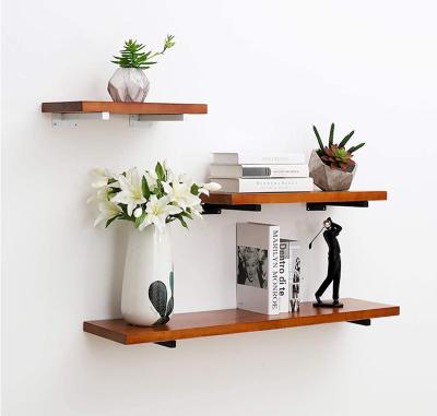 China Heavy Duty Floating Shelf Brackets, 6in Rustic Black Shelf Bracket For Wall, Decorative 2PCS Shelf Brackets QH-090 for sale