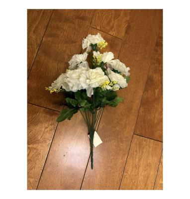 China Wedding Home Decoration White Carnation Or Customized 10 Color Main Silk Flower Carnation Flower Silk Bouquet for sale