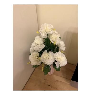 China Wedding Home Office White Carnation Flower 42cm Silk Artificial 10 Head Decoration Flower Heads Bouquet for sale