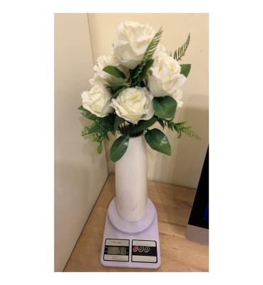 China Wedding Home Flower Decoration 10 Head 90g Artificial Silk Wedding Cheap Artificial White Rose Flower for sale