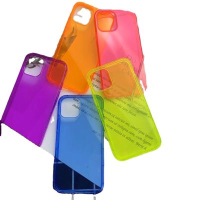 China 1.5mm Clear Neon Color TPU For iphone 12 mini pro Max Clear TPU Transparent Back Cover Phone Case For iphone12 mini pro max for sale