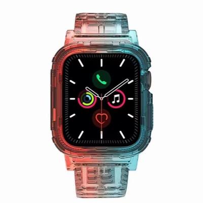 China Rubber For Apple Watch Band 42mm 44mm Gradirent Apple Iwatch Transparent Cover Case Colorful Candy Apple Watch Band Cover for sale