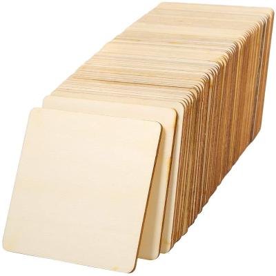 China Europe 72 Square Unfinished Wood Pieces Slices Blank 4 x 4 Inch For Coasters for sale