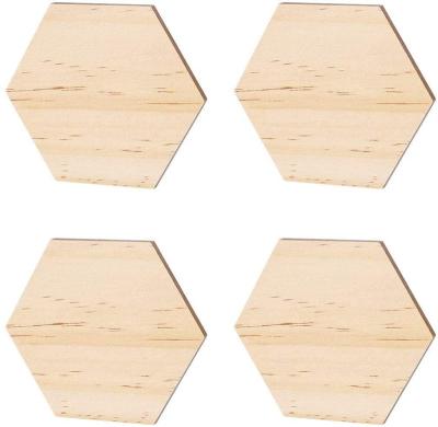 China Europe Wood Slices Ornaments Hexagon Shape Wooden Slabs Craft DIY Decoration for sale