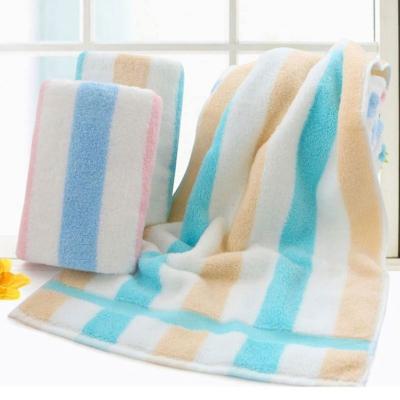 China Softest Popular Jacquard Stripe Jacquard Kids Cotton Twistless Hand Towel for sale