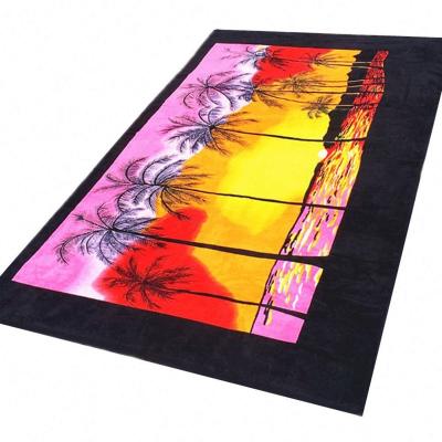 China Summer Style Velvet Reactive Printing 100% Cotton Terry Beach Towel 80x160cm or Customized for sale