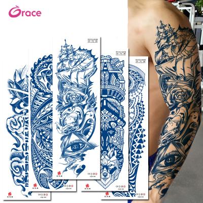 China Large Size Extended ARM Juice Temporary Permanent Tattoo Sticker GZQB 001-020 Temporary New Design For Man Sleeve Tattoos Long Time Tattoo for sale