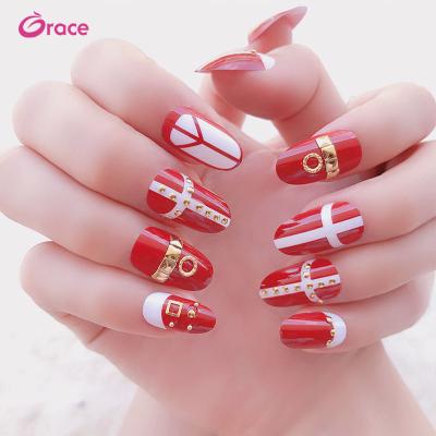 China Easy Apply D06 Artificial Fake Nail Tips 24 Pieces Nail Set Wholesale Colorful Fake Nail Tips for sale