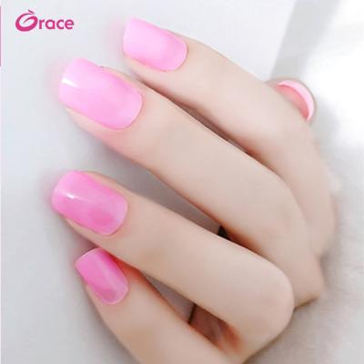 China DIY Nail Art F13 24 Pcs/Box Full Cover Press On Nail Tips Pure Pink Colored Acrylic Wholesale Nail Tips for sale