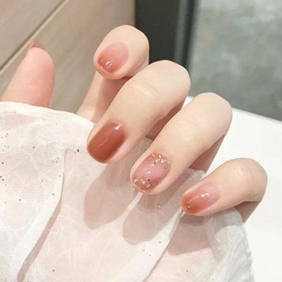 China DIY Nail False Nail Art X43 Length Medium Square Round Head Cool Color With Sequin Gradient Press On Nails Reusable for sale