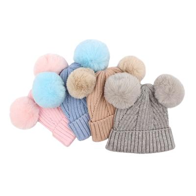 China 2020 HOT Selling Picture Pom Knit Fur Hat Baby Hat Winter Acrylic Toddler Hat for sale