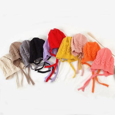 China Baby JOINT Ear Winter Children Protective Wool Stripped Earflap Hat Child Princess Hat Beanie Lovely for sale