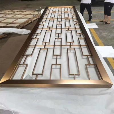 China PVD Plating Modern Design Decorative Metal Panels Laser Cut Aluminum Screen Stainless Steel Screen Wall Panel for sale