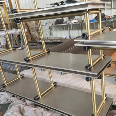 China PVD Plating Customized Restaurant Metal Shelf Stainless Steel Hanging Shelves for sale