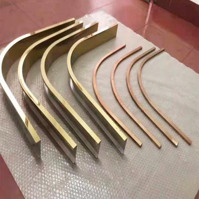 China Modern Stainless Steel Profile Strips Gold Steel Square Flat U Strip Metal Ceiling Trim Decorative Curved Profile Metal Baseboard for sale