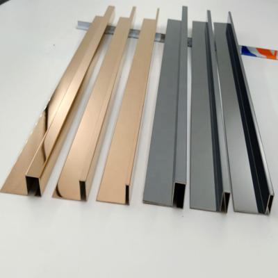 China Modern titanium gold strip tile trim stainless steel wall edging wall decoration stainless steel U profile tile edge floor for sale