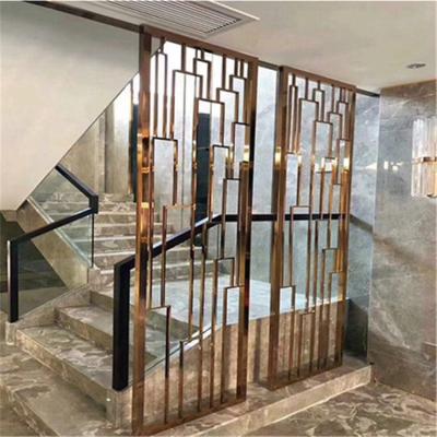 China PVD Plating Art Screen Metal Divider Screen Stainless Steel Antique Cut Panel For Room Divider Balustrade Divider for sale