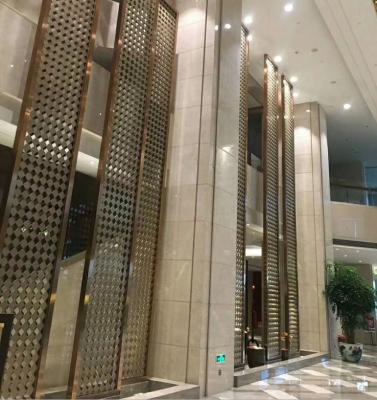 China PVD Plating Carved Gold/Bronze Metal Stainless Steel Screen/Mashrabiyia Engraved Panels Staircase For Balustrade/Balustrade/Balcony for sale