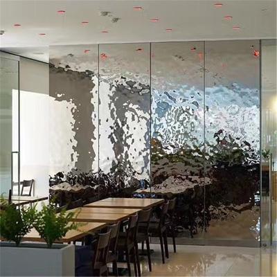 China Water Ripple Design Silver Stainless Steel Mirror Finish Color Decoration Gold Decorative Wall Panel for sale