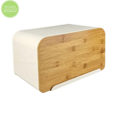 China Freshness Preservation Steel Raw Bread BinFood Storage Box With Bamboo Cutting Board FKB3202 for sale