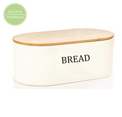 China Retro Metal Vintage Oval Shape Sustainable Galvanized Bread Bin Extra Large Size Food Container For Kitchen Items for sale