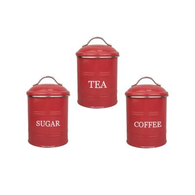 China Tea Sugar Freshness Preservation Metal Coffee Set for Kitchen FKC2241 with Airtight for sale