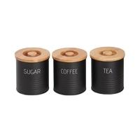 China Sustainable Galvanized 3 Canister Coffee Tea Sugar Tin Box Metal Round Set For Kitchen Tableware Tableware for sale