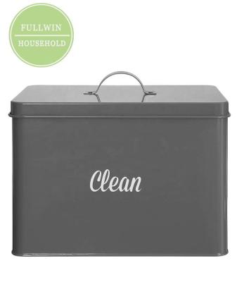 China Durable Metal Galvanized Laundry Bin Storage Container Tin Can Cleaner Box Housekeeper Tools With Lid Washing For Bathroom for sale