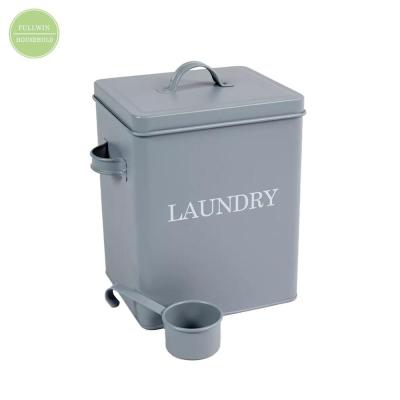 China Metal Vintage Laundry Powder Sustainable Storage Tin Laundry Bin For Household for sale